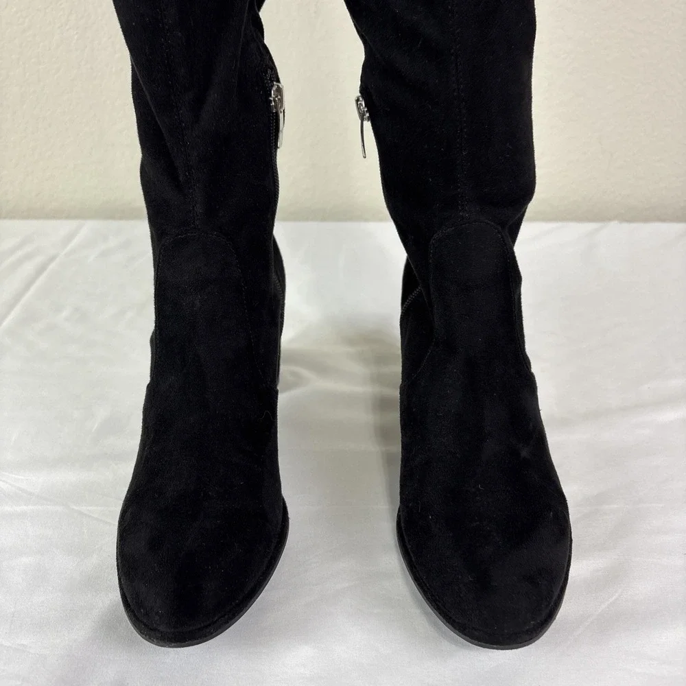 Marc Fisher Okun Over The Knee Black Faux Suede‎ Boots Size 7.5 M Preppy Western